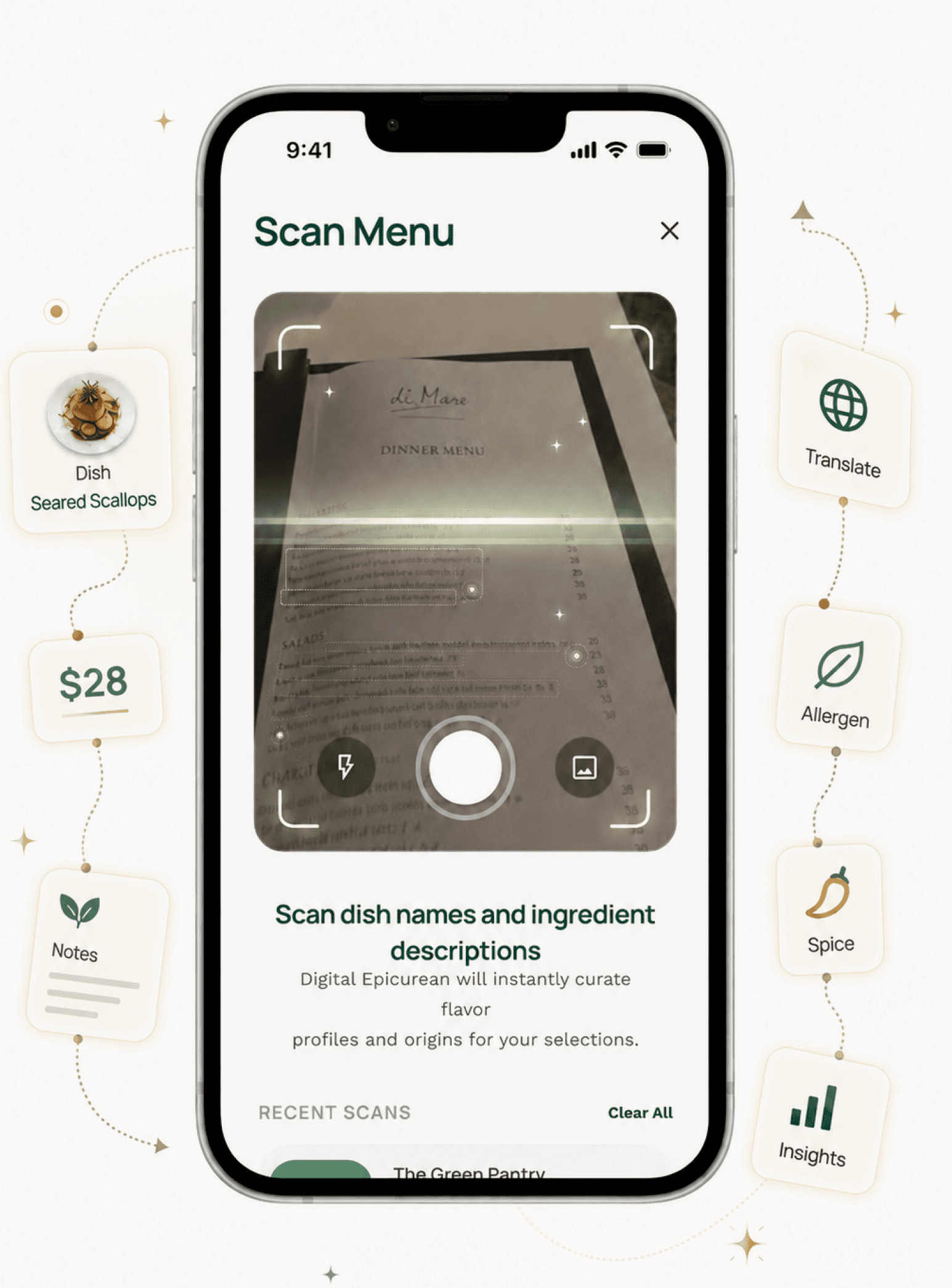 Nombit Scan Menu app screen from the Figma design